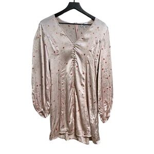 GANNI Size 38 US 6 Blakely Shift Mini Dress Pink Floral Silk Blend